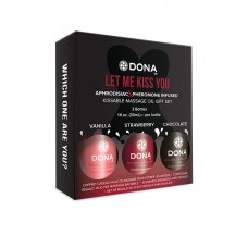 Подарочный набор вкусовых массажных масел с феромонами «DONA by JO» 3х30 мл.