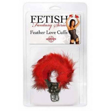 Наручники металлические Feather Love Cuffs с пухом красные