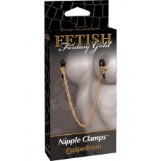 Зажими на соски Fetish Fantasy Gold Chain Nipple Clamps черные с золотом