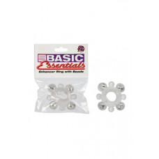 Эрекционное кольцо Basic Essentials - Enhancer Ring with Beads с бусинами прозрачное